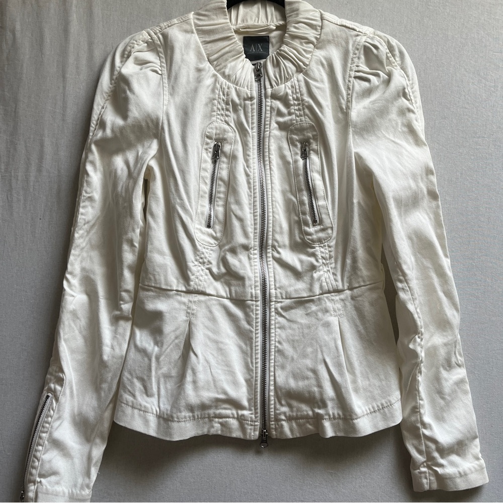 Armani Exchange Peplum Moto Zip Up Jacket Size S